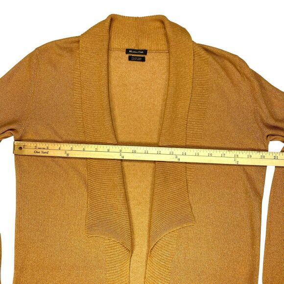 Massimo Dutti Open Knit Cardigan Womens M Gold Brown Lightweight Preppy Sweater - Picture 7 of 15